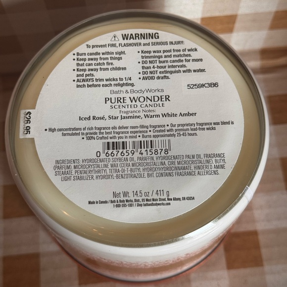 NEW B&BW Pure Wonder 3 wick soy wax blend candle - Picture 3 of 3